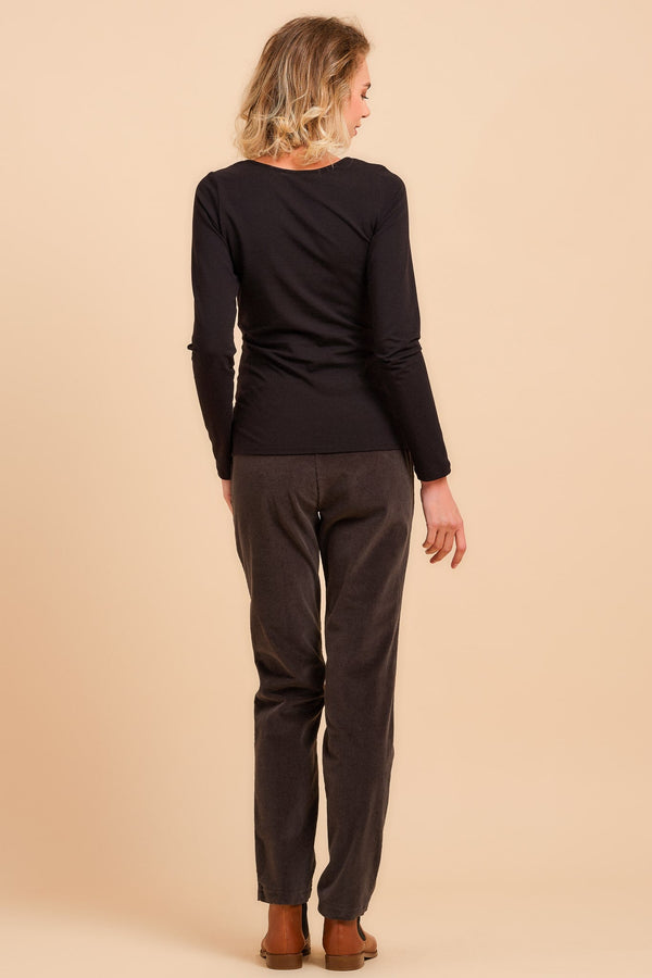 Pantaloni pentru gravide din catifea reiată - kaki