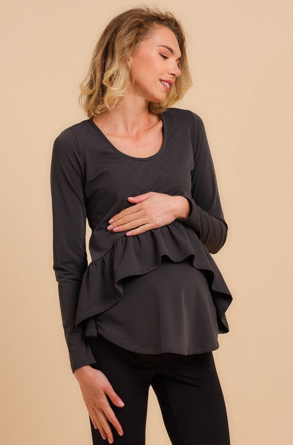 Bluză cu volănașe pentru gravide și alăptare