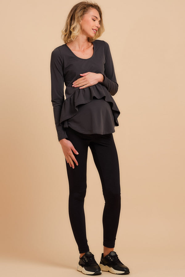 Colanți flaușați la interior pentru gravide cu bumbac organic