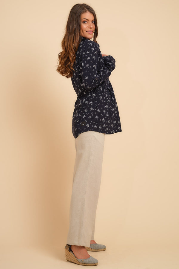 Pantaloni din in pentru gravide cu croială evazată