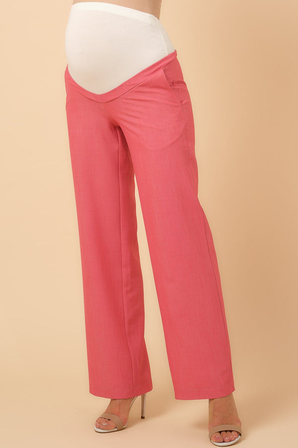 Pantaloni eleganți pentru gravide cu croială evazată – corai