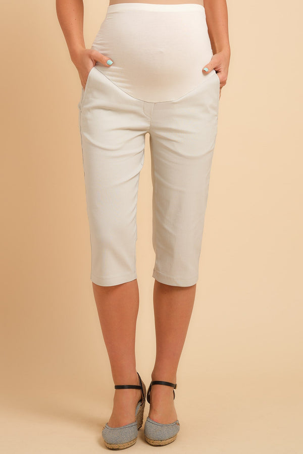 3/4 pantaloni strâmţi în bej pentru gravide