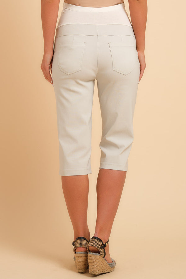 3/4 pantaloni strâmţi în bej pentru gravide