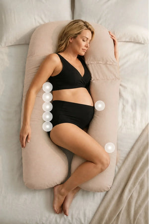 U shaped pregnancy pillow light beige