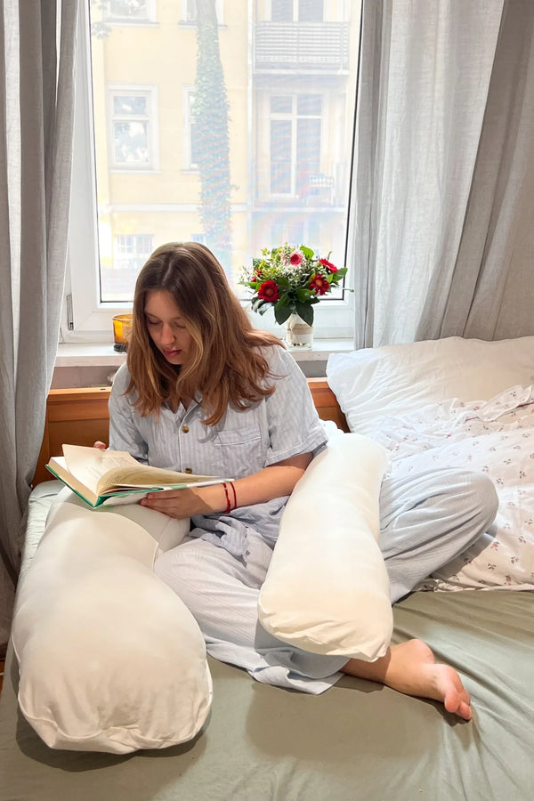 Pernă pentru gravide și alăptare 3 în 1 - bumbac organic - ecru