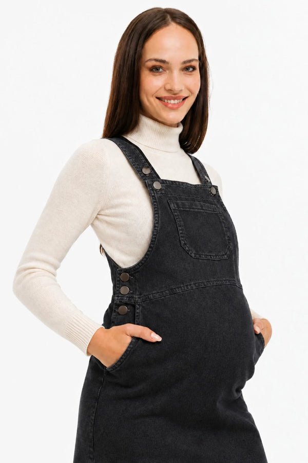 Sarafan din denim pentru gravide și alăptare – grafit
