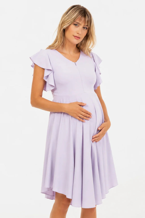 Rochie vaporoasă 2 în 1 pentru gravide și alăptare – liliac