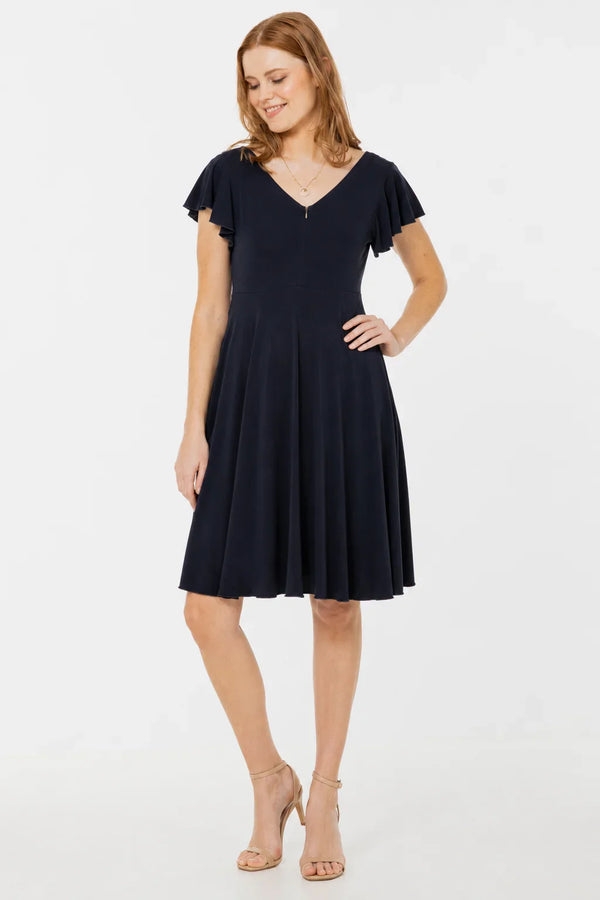 Rochie vaporoasă 2 în 1 pentru gravide și alăptare – bleumarin