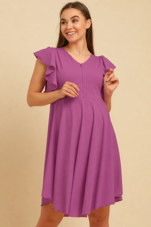 Rochie vaporoasă 2 în 1 pentru gravide și alăptare – violet
