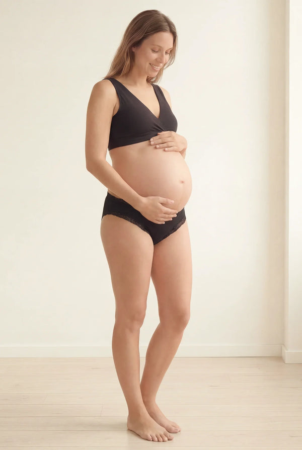 Bikini din bumbac pentru gravide cu dantelă