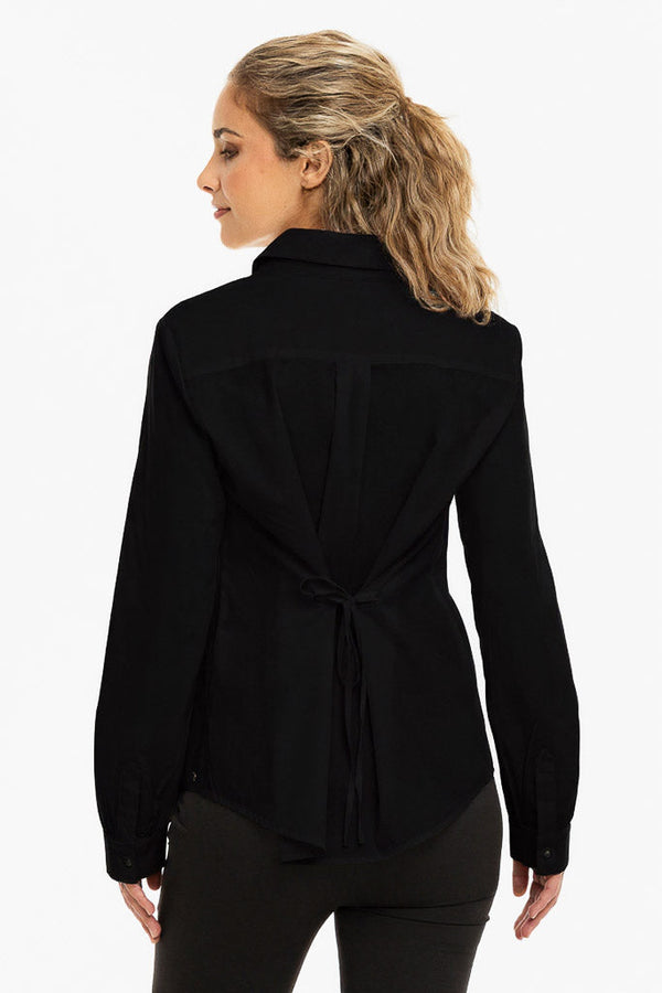 Cămașă din bumbac 2 în 1 pentru gravide și alăptare – neagră