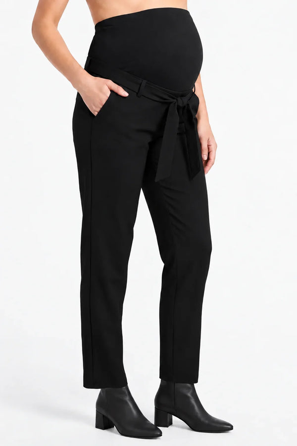 Pantaloni negri pentru gravide cu curea