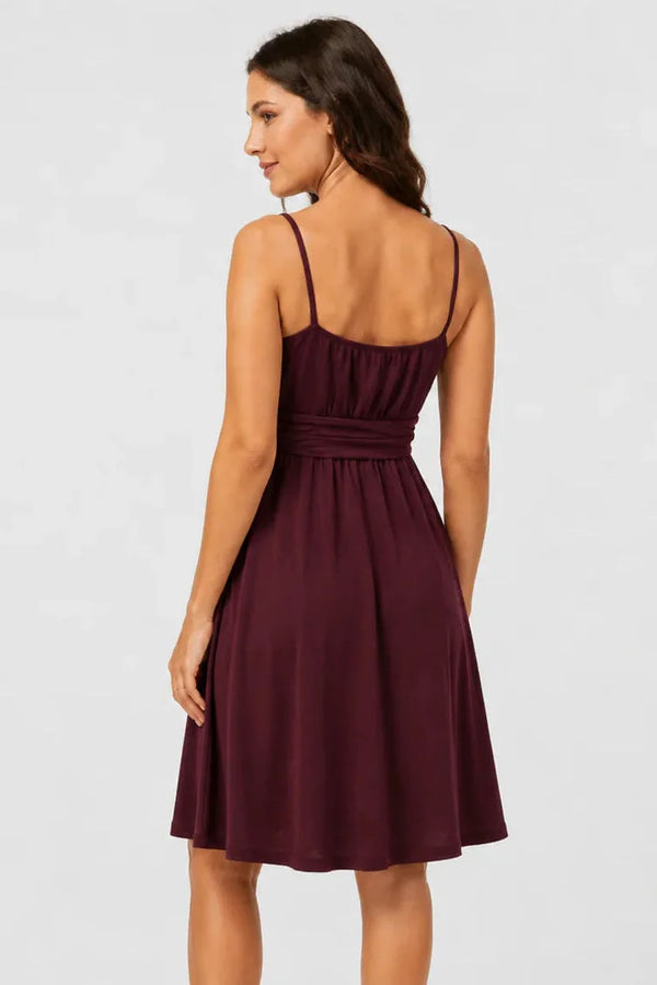 Rochie elegantă pentru gravide, cu bretele – vișinie