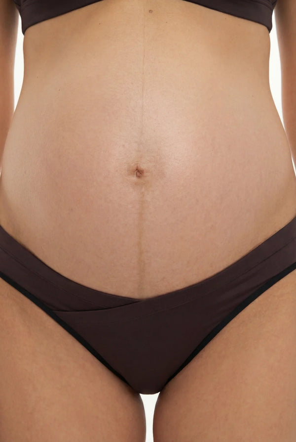 Bikini cu talie joasă pentru gravide - maro închis