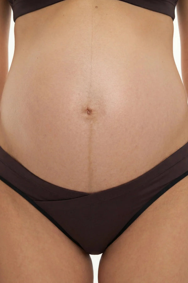 Bikini cu talie joasă pentru gravide - maro închis