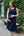 Rochie elegantă pentru gravide cu cordon încrețit – bleumarin