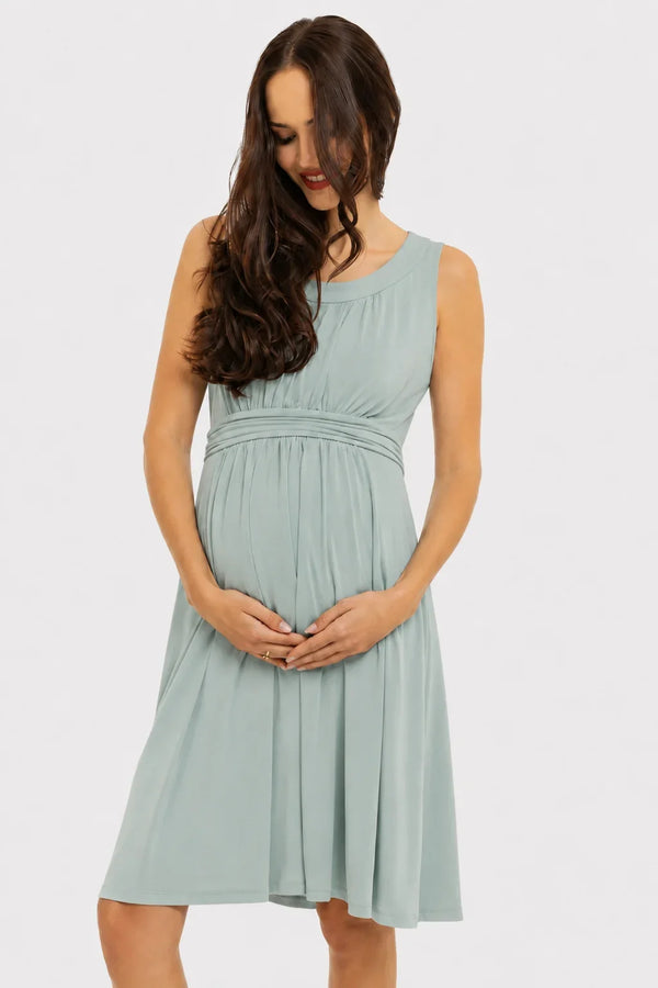 Rochie elegantă pentru gravide cu cordon încrețit – mentă