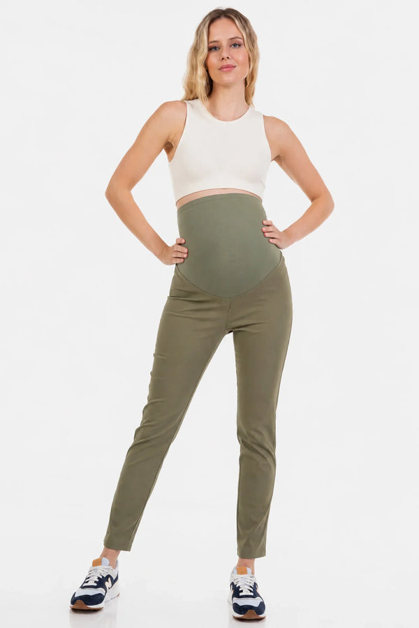 Pantaloni elastici pentru gravide - khaki