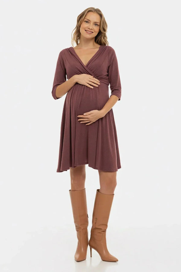 Rochie eleganta pentru gravide și alăptare - cenușă trandafir