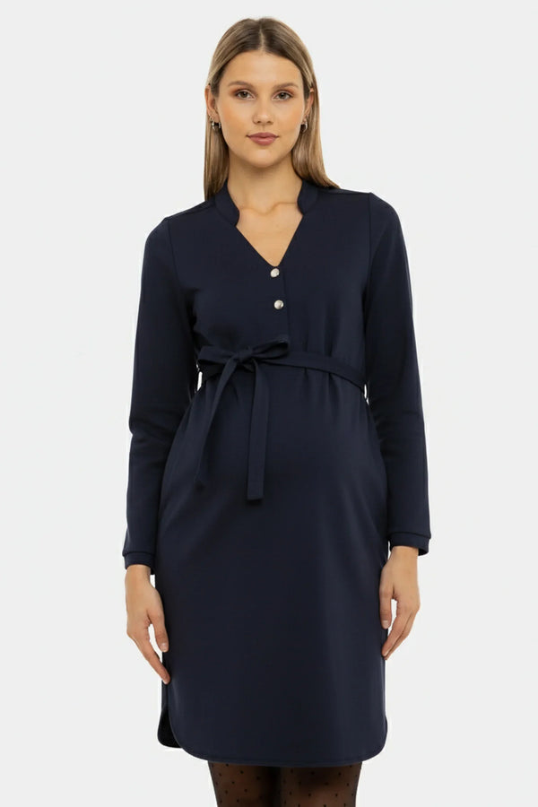 Rochie elastică bleumarin pentru gravide și alăptare