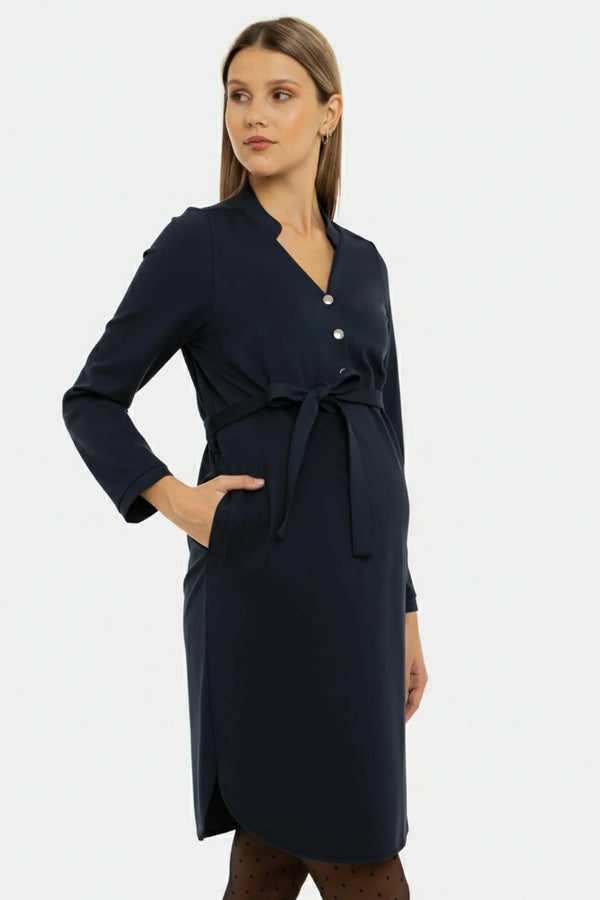 Rochie elastică bleumarin pentru gravide și alăptare