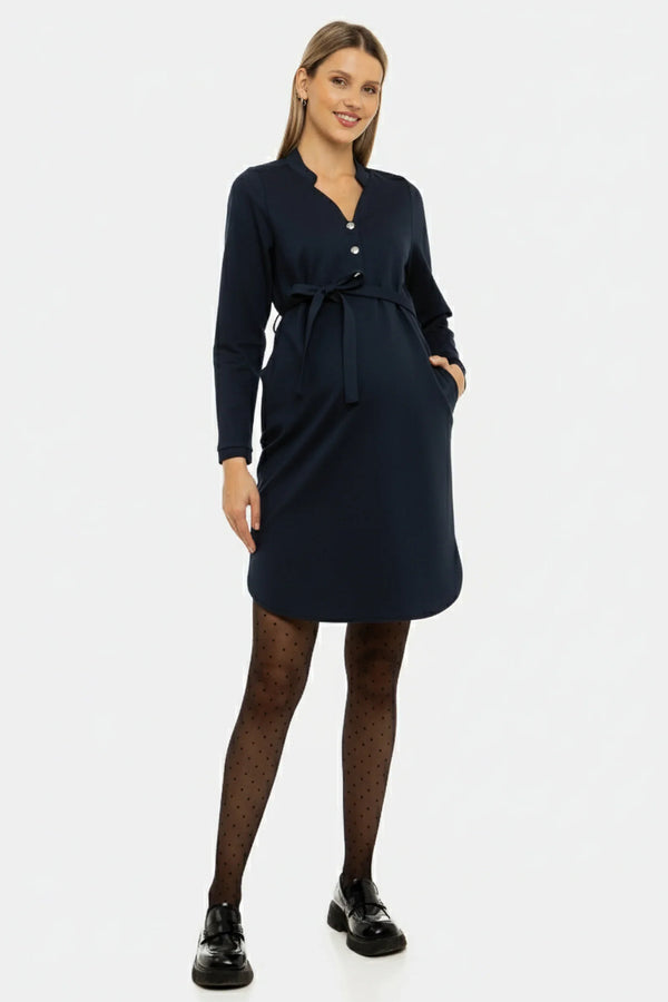 Rochie elastică bleumarin pentru gravide și alăptare