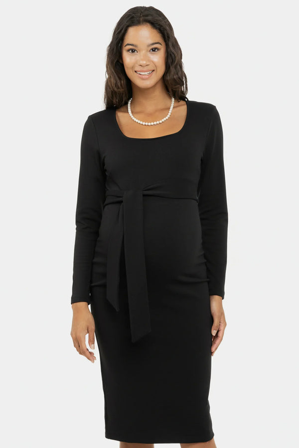 Rochie neagra lunga eleganta cu curea lata