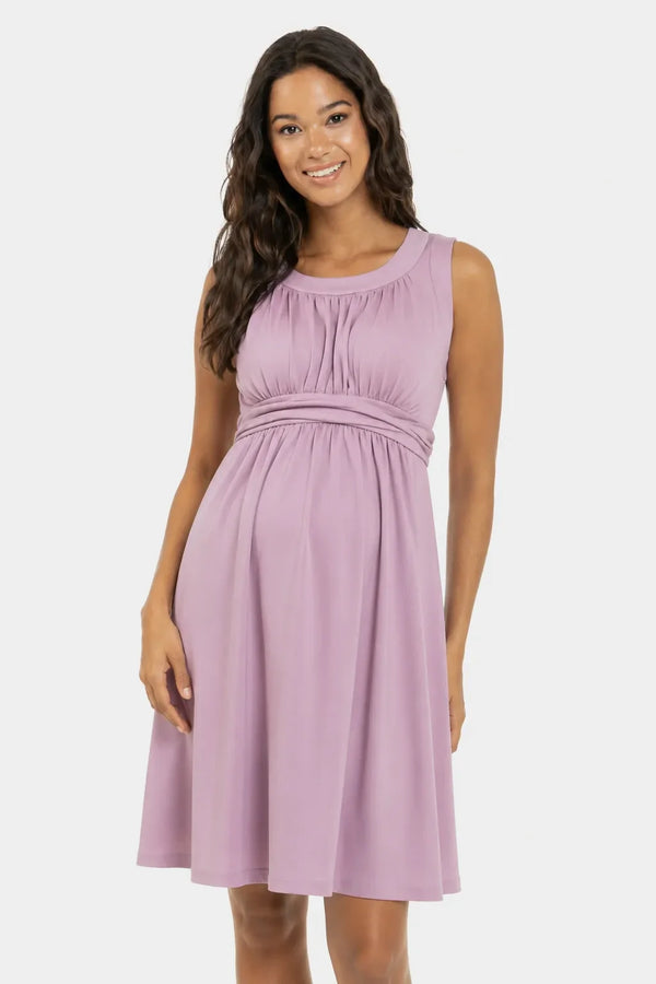 Rochie elegantă pentru gravide cu cordon încrețit – roz