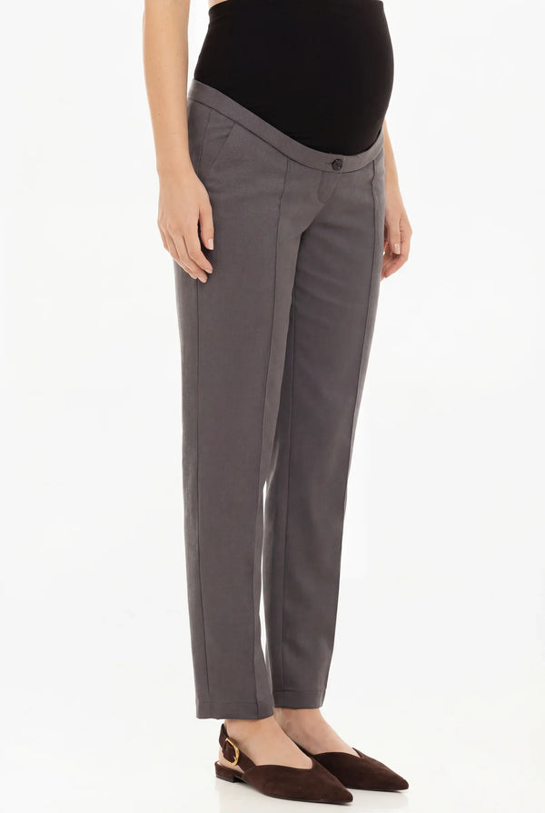 Pantaloni office pentru gravide din amestec de lână – grafit