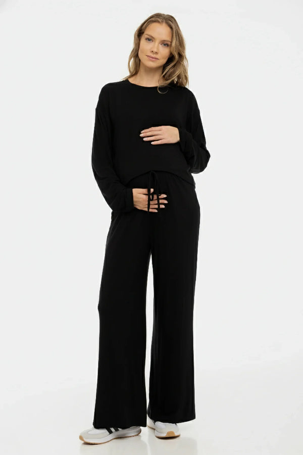 Pantaloni evazați moi din modal pentru gravide – negri