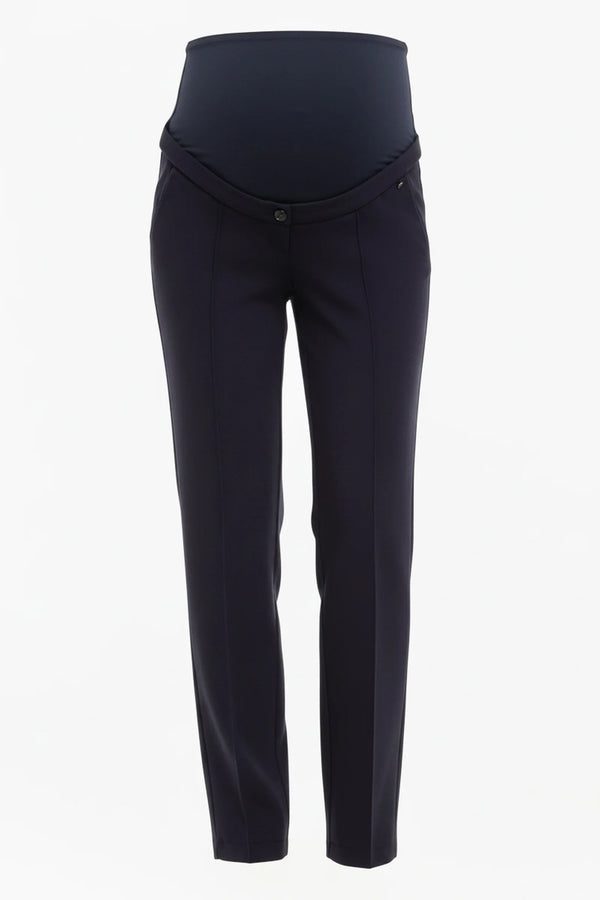 Pantalon elegant pentru gravide, din tricot – bleumarin