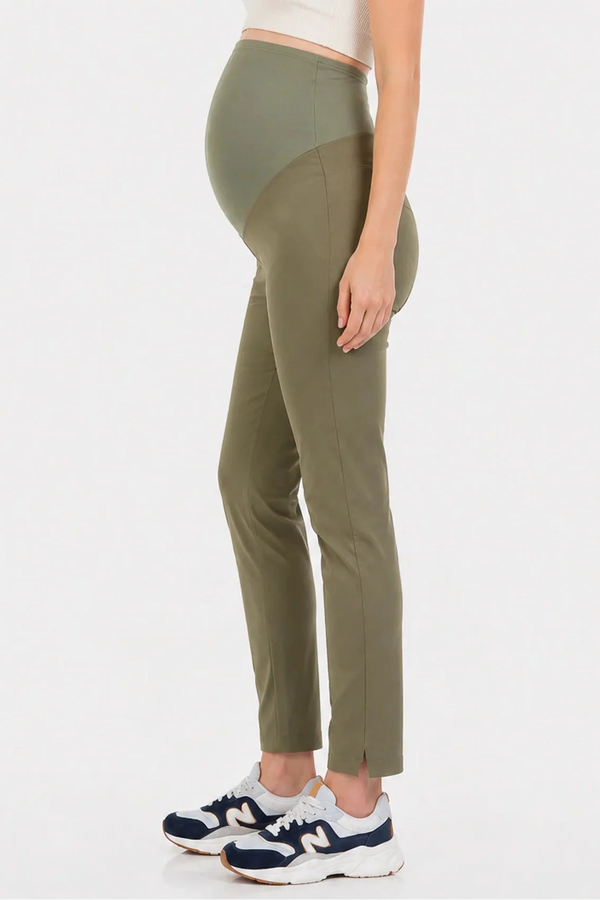 Pantaloni elastici pentru gravide - khaki