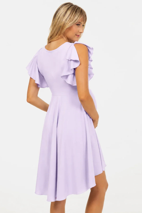 Rochie vaporoasă 2 în 1 pentru gravide și alăptare – liliac