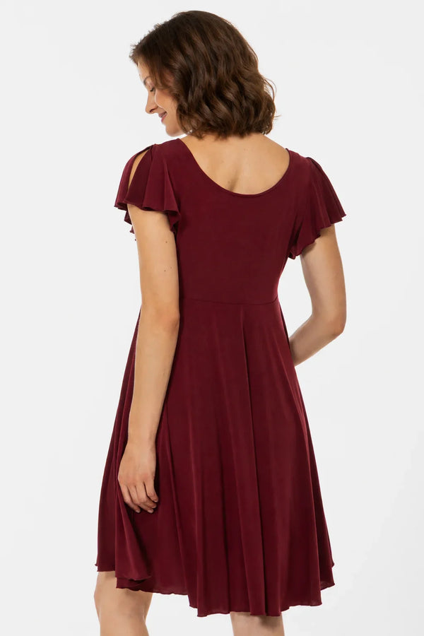 Rochie vaporoasă 2 în 1 pentru gravide și alăptare – bordeaux