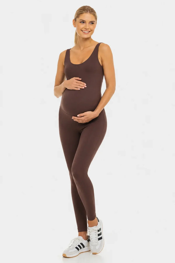Salopetă modelatoare pentru gravide - ciocolată| 100% opacă