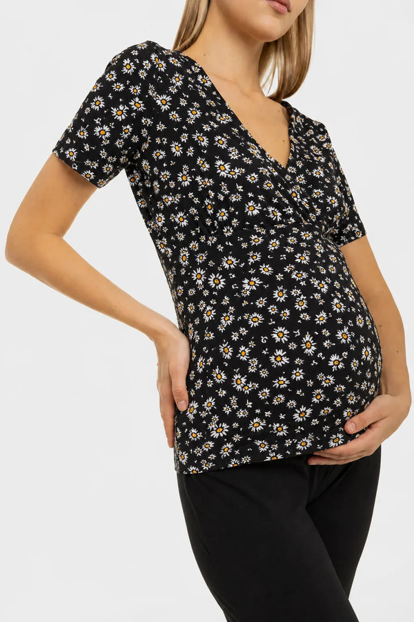 Pijama din două piese pentru gravide și alăptare – flori
