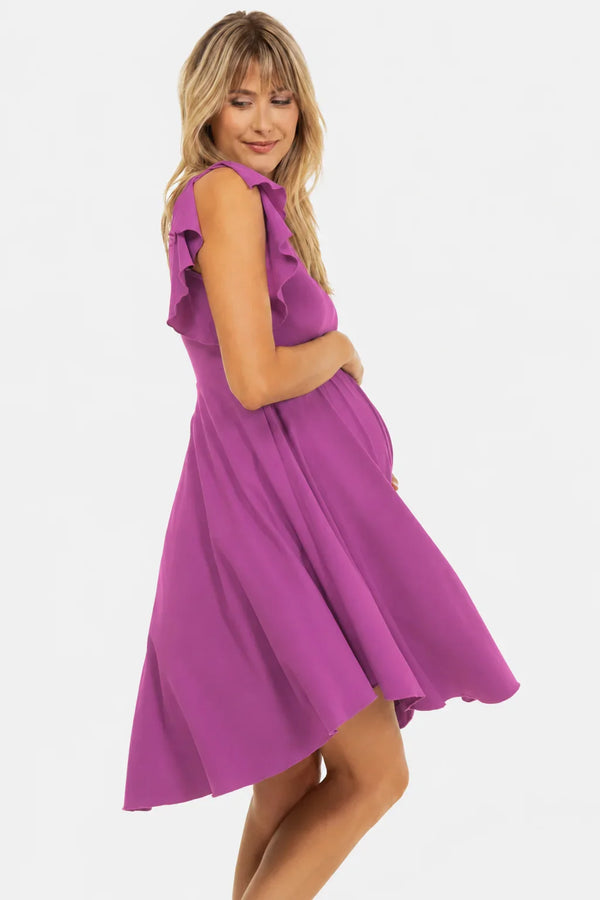 Rochie vaporoasă 2 în 1 pentru gravide și alăptare – violet