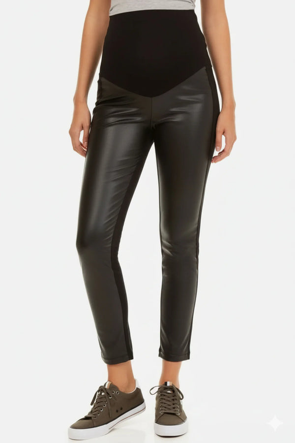 Colanți din imitație de piele pentru gravide