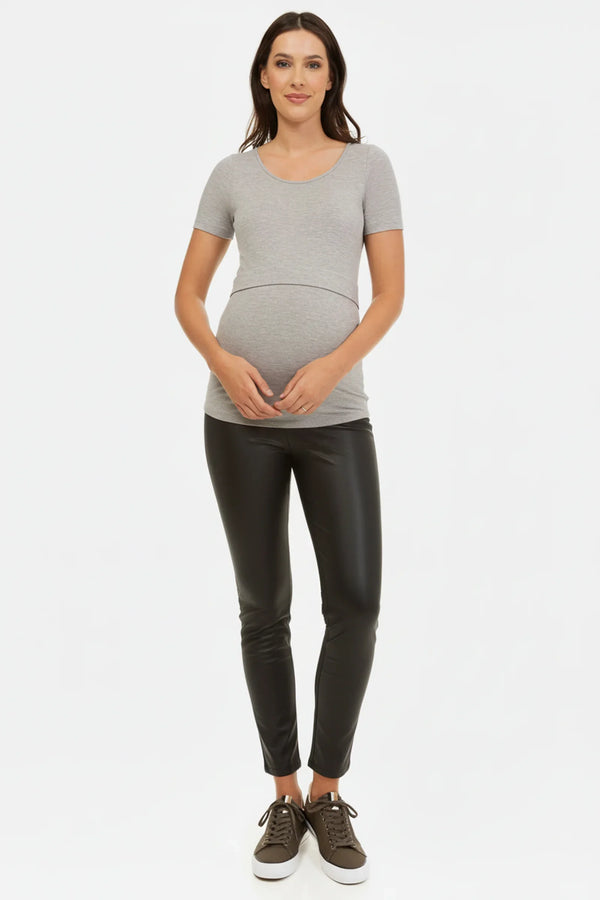 Colanți din imitație de piele pentru gravide