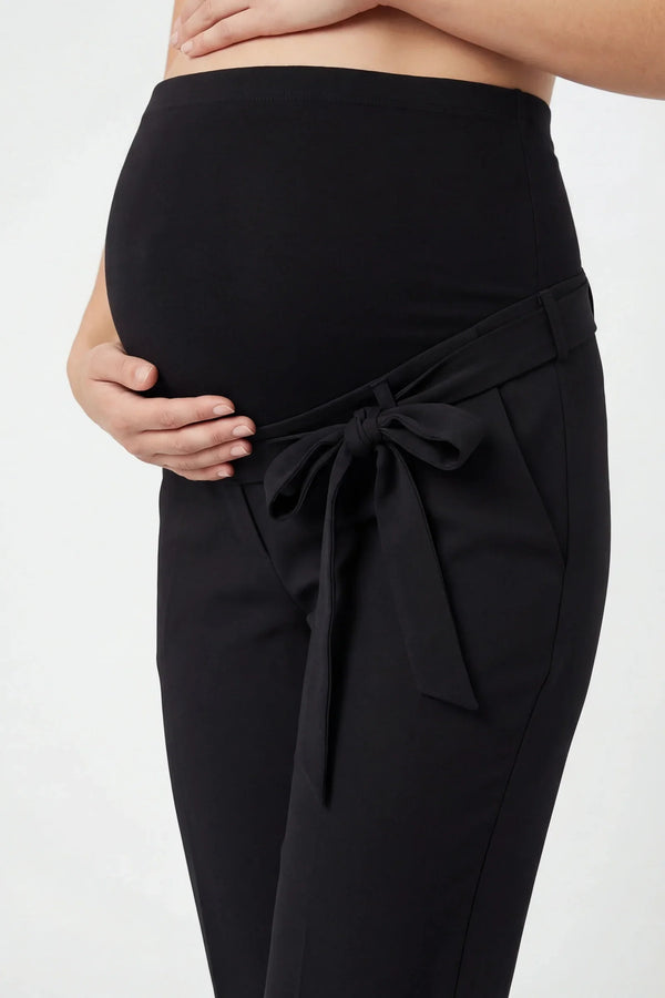 Pantaloni negri pentru gravide cu curea