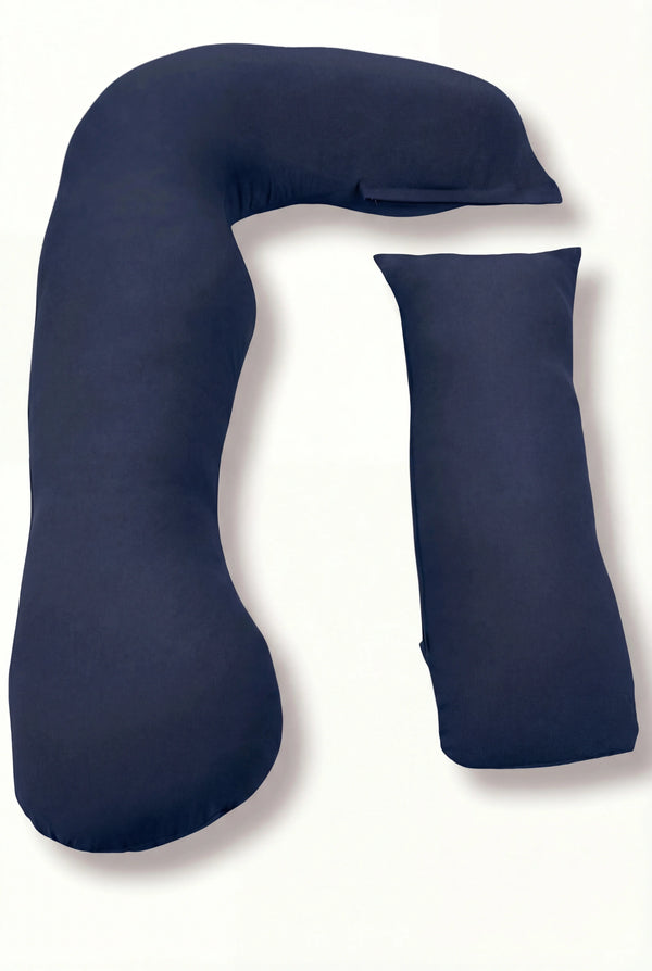 Pernă pentru gravide și alăptare 3 în 1 - bumbac organic - albastru închis