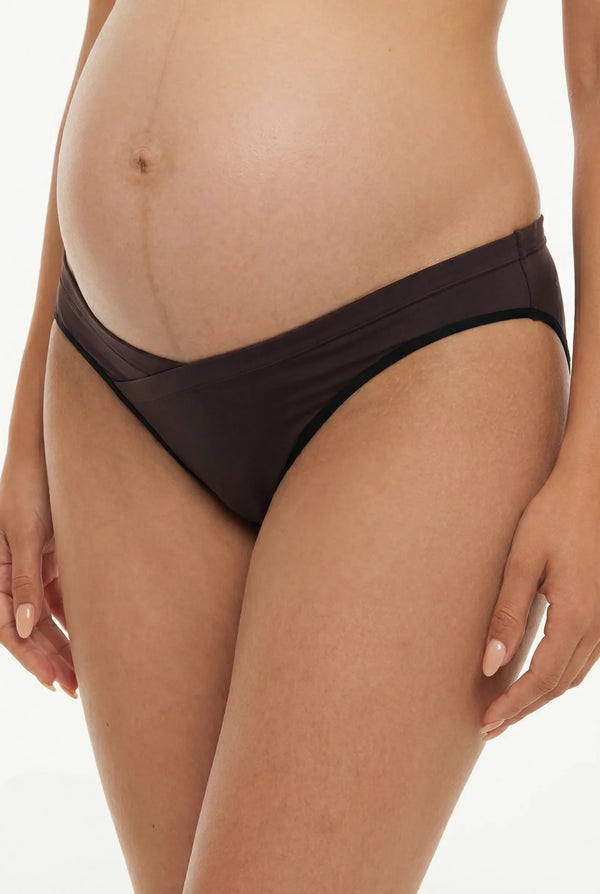 Bikini cu talie joasă pentru gravide - maro închis