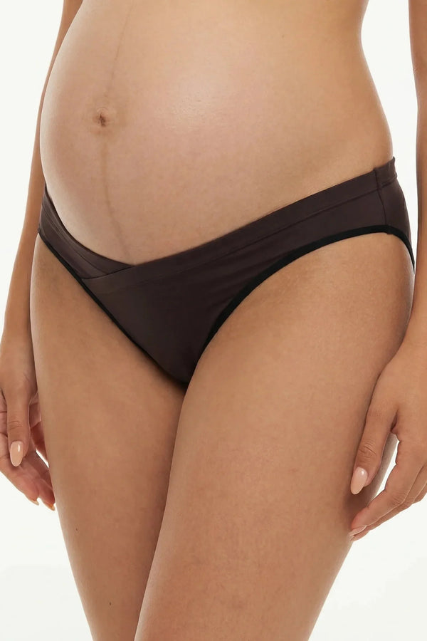 Bikini cu talie joasă pentru gravide - maro închis