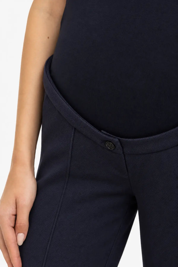 Pantalon elegant pentru gravide, din tricot – bleumarin