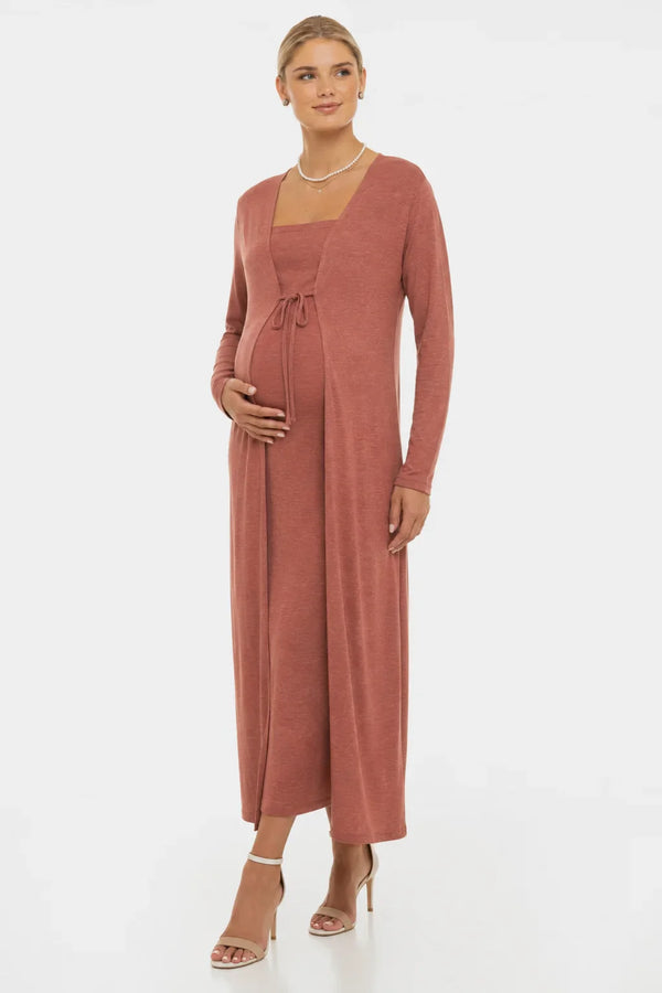 Set rochie și cardigan pentru gravide - portocaliu