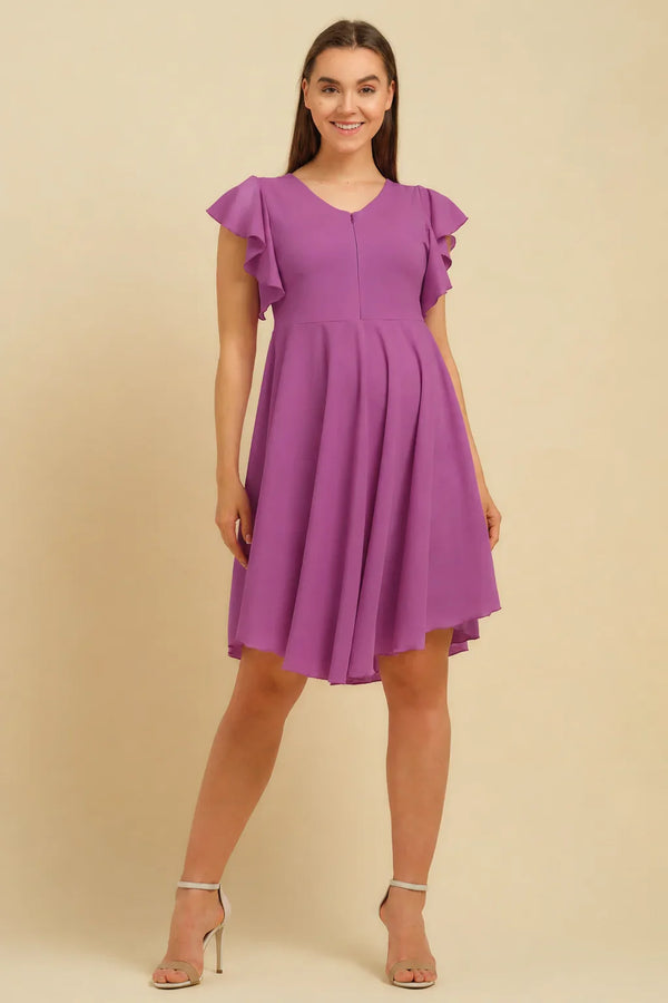 Rochie vaporoasă 2 în 1 pentru gravide și alăptare – violet