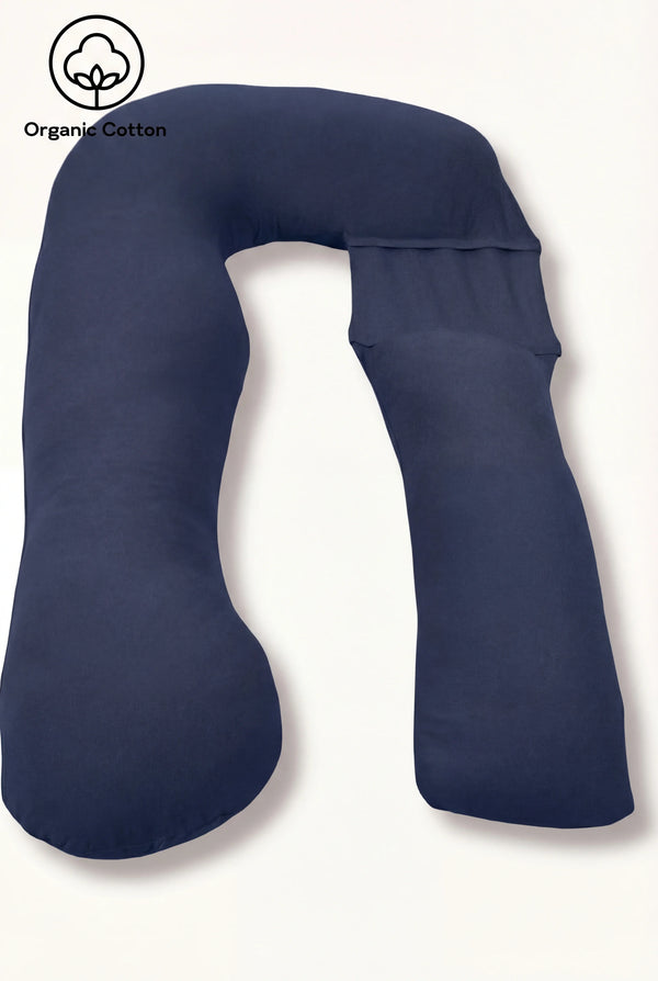Pernă pentru gravide și alăptare 3 în 1 - bumbac organic - albastru închis