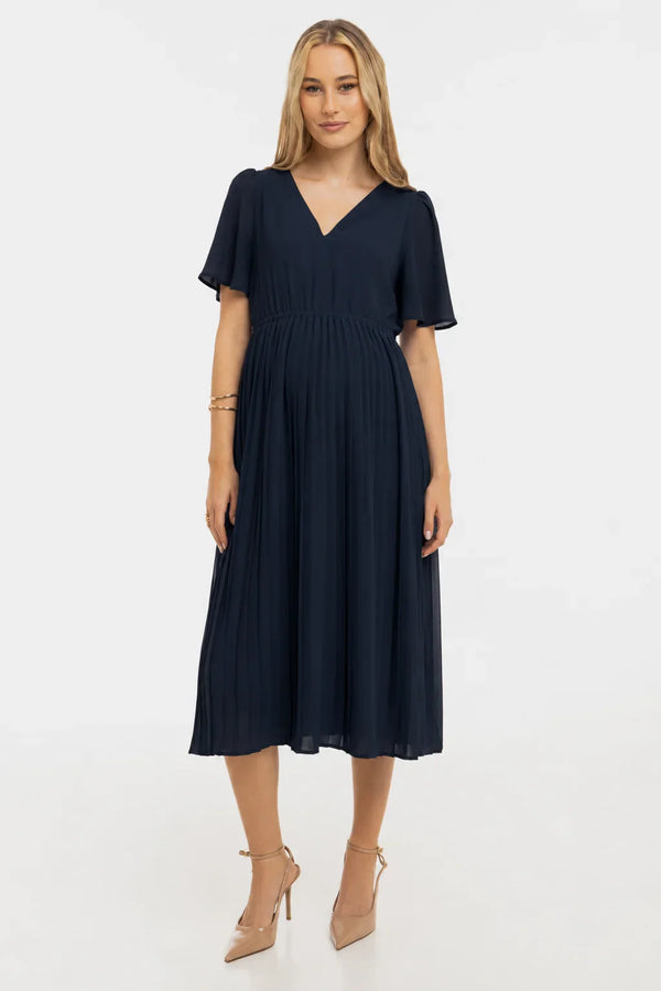 Rochie plisată de ocazie pentru gravide – bleumarin