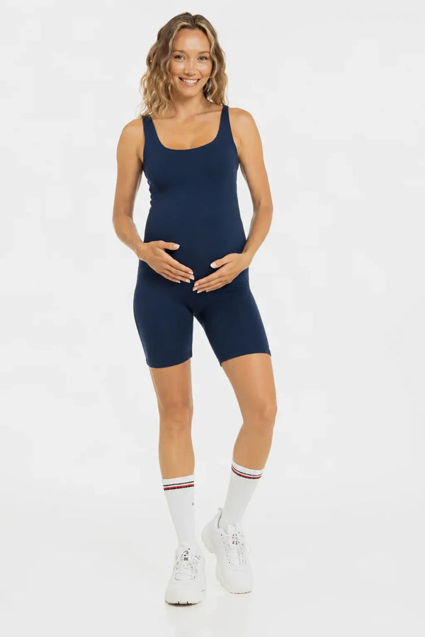 Salopetă scurtă modelatoare pentru gravide – bleumarin | 100% opacă
