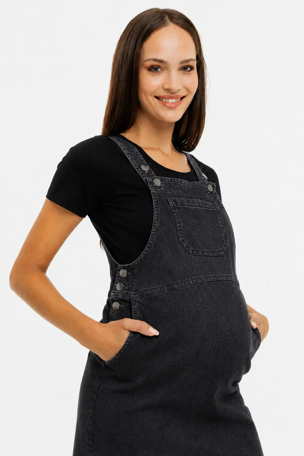 Sarafan din denim pentru gravide și alăptare – grafit